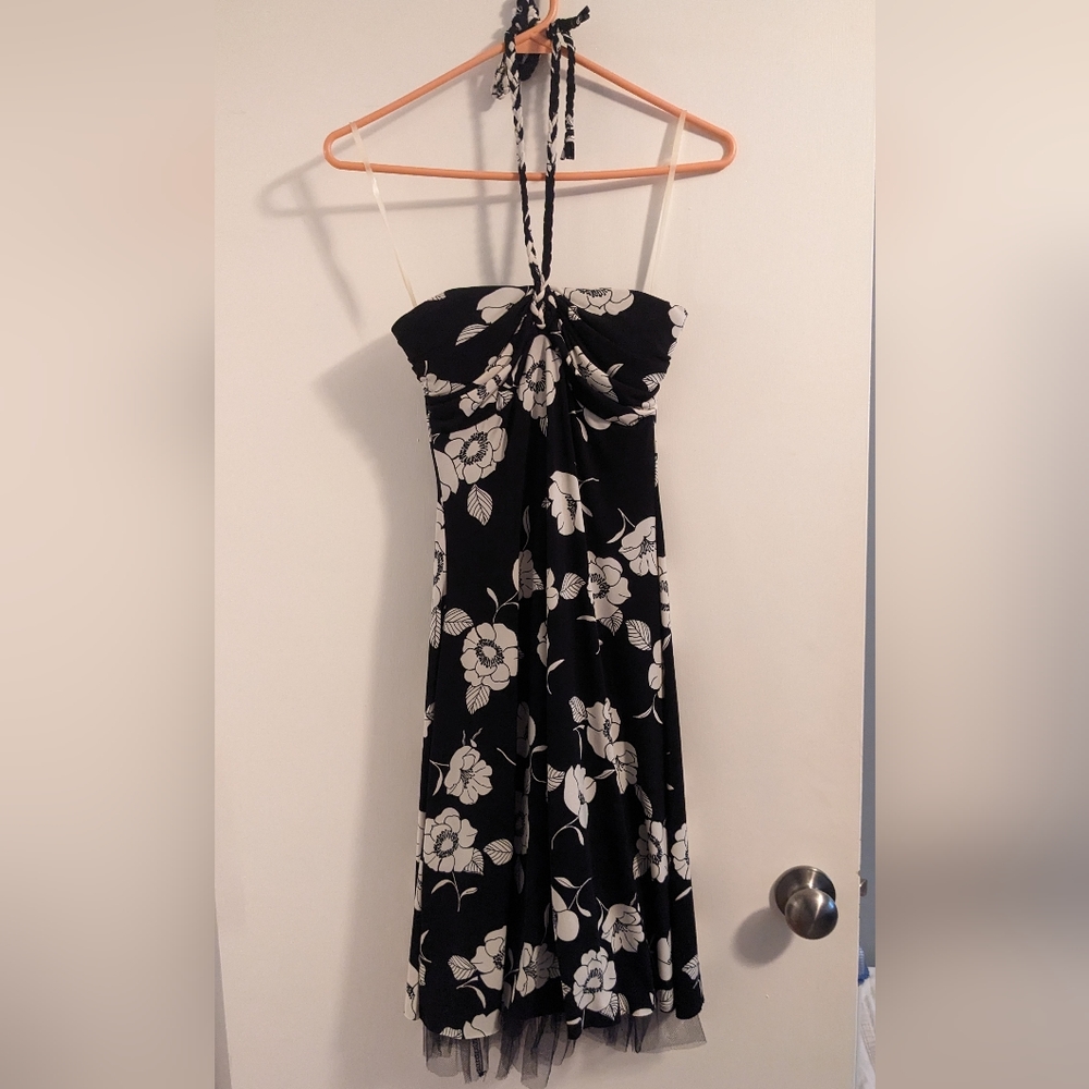 Black and White Floral Party Dress
